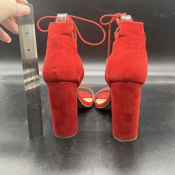 Charlotte Russe red Sienna womens strappy heel size 9 party formal cocktail - Picture 4 of 8